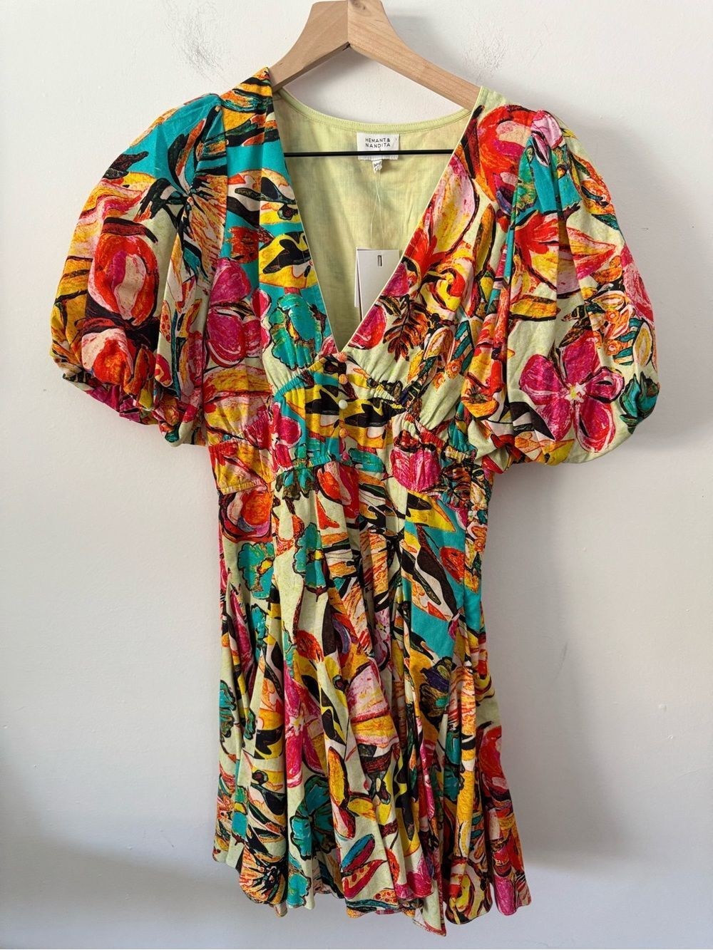 NWT HEMANT & NANDITA Multicolor Floral Mini Dress XS